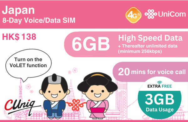 Japan 8-Day Voice/Data SIM (6GB)